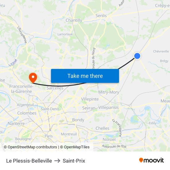 Le Plessis-Belleville to Saint-Prix map