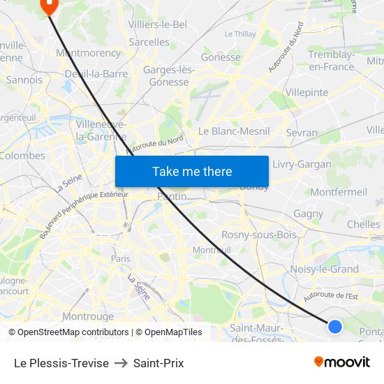 Le Plessis-Trevise to Saint-Prix map