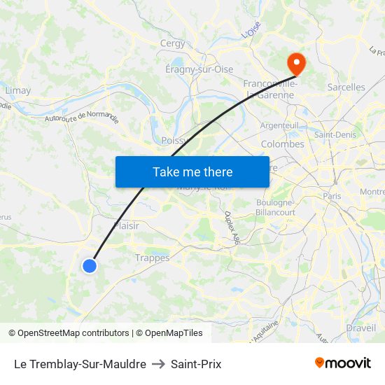 Le Tremblay-Sur-Mauldre to Saint-Prix map