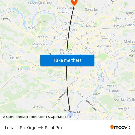 Leuville-Sur-Orge to Saint-Prix map