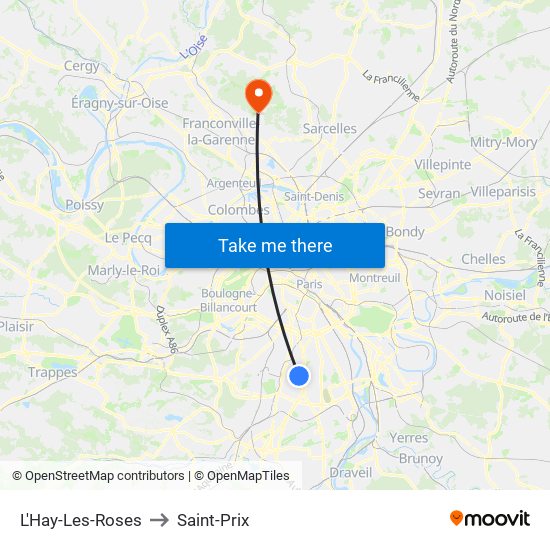 L'Hay-Les-Roses to Saint-Prix map