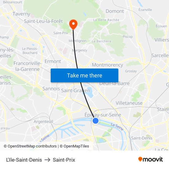 L'Ile-Saint-Denis to Saint-Prix map
