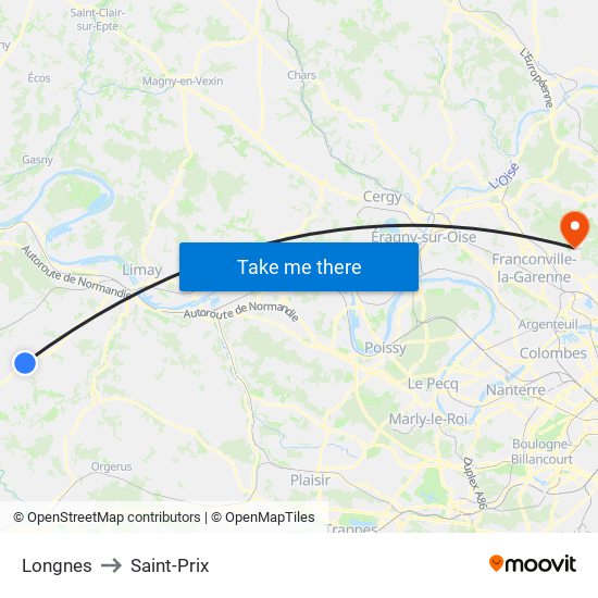 Longnes to Saint-Prix map