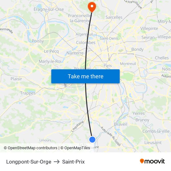 Longpont-Sur-Orge to Saint-Prix map