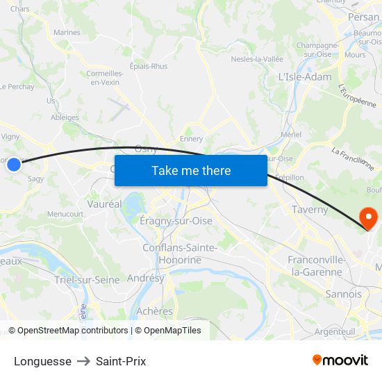 Longuesse to Saint-Prix map