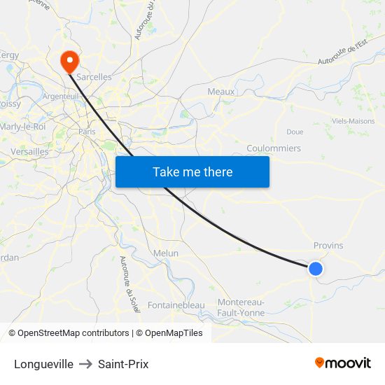 Longueville to Saint-Prix map