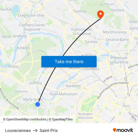 Louveciennes to Saint-Prix map