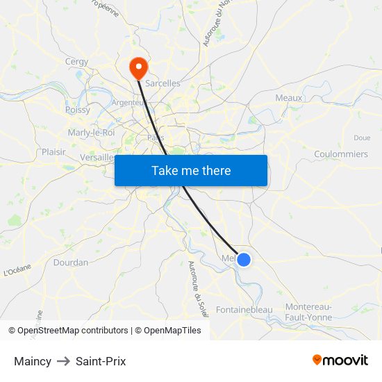 Maincy to Saint-Prix map