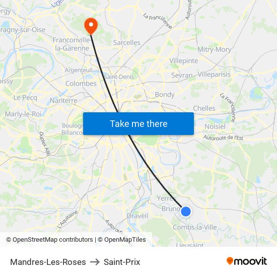 Mandres-Les-Roses to Saint-Prix map