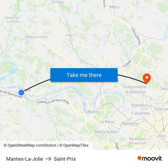 Mantes-La-Jolie to Saint-Prix map