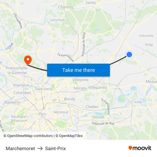 Marchemoret to Saint-Prix map