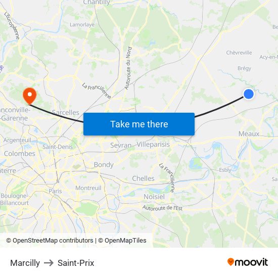 Marcilly to Saint-Prix map