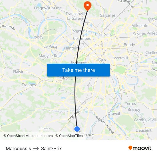 Marcoussis to Saint-Prix map