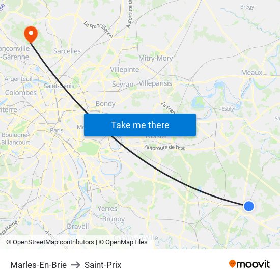 Marles-En-Brie to Saint-Prix map
