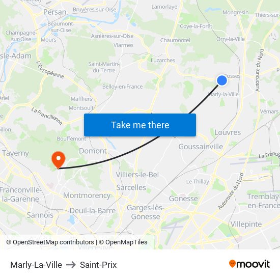 Marly-La-Ville to Saint-Prix map