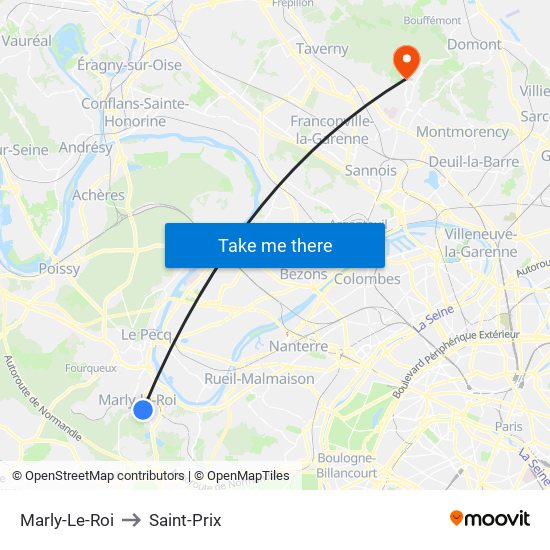 Marly-Le-Roi to Saint-Prix map