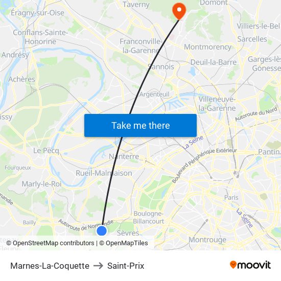 Marnes-La-Coquette to Saint-Prix map
