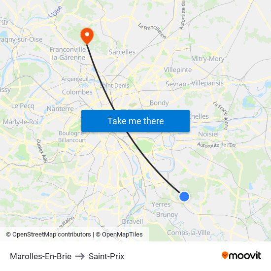 Marolles-En-Brie to Saint-Prix map