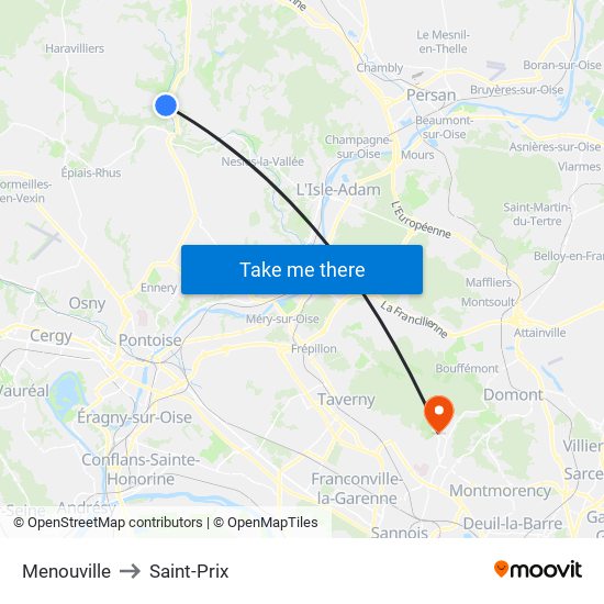 Menouville to Saint-Prix map