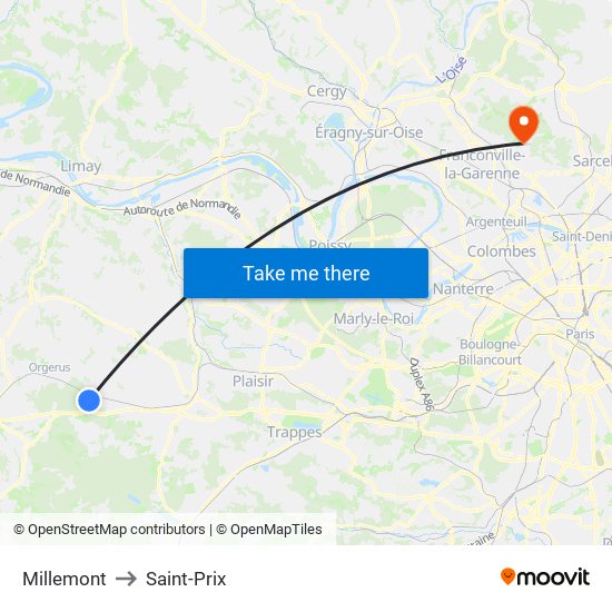 Millemont to Saint-Prix map
