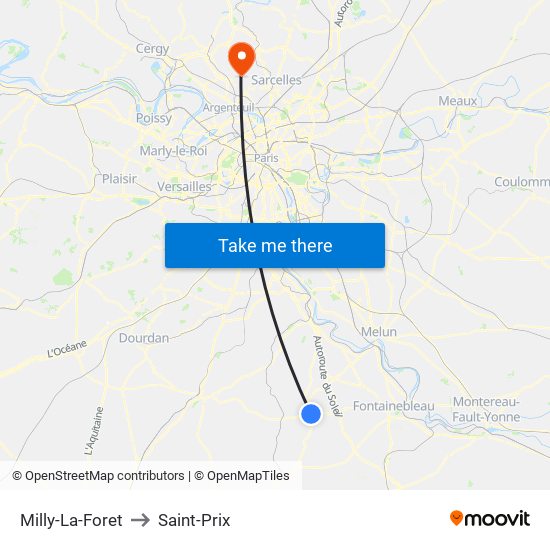 Milly-La-Foret to Saint-Prix map
