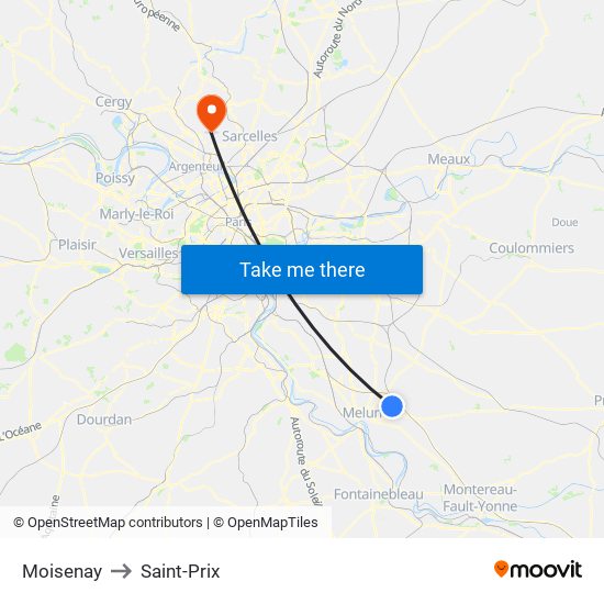 Moisenay to Saint-Prix map