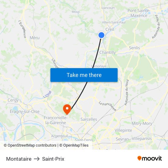 Montataire to Saint-Prix map