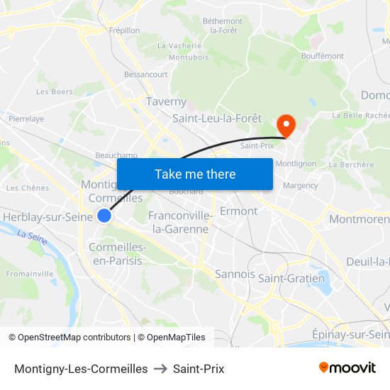 Montigny-Les-Cormeilles to Saint-Prix map