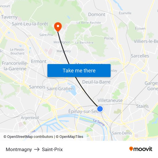 Montmagny to Saint-Prix map