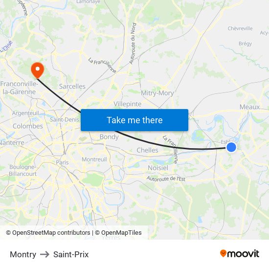 Montry to Saint-Prix map