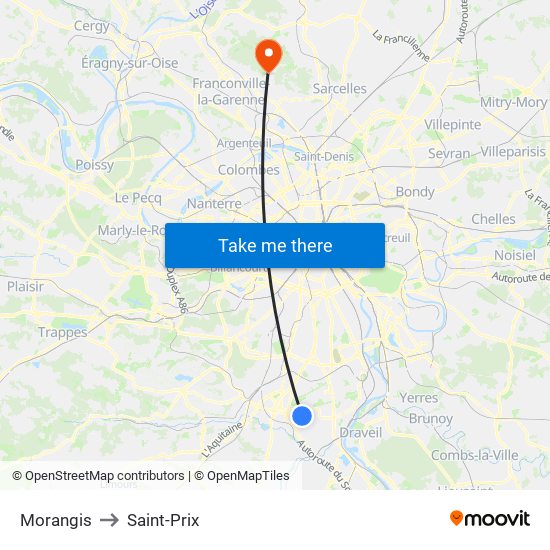 Morangis to Saint-Prix map