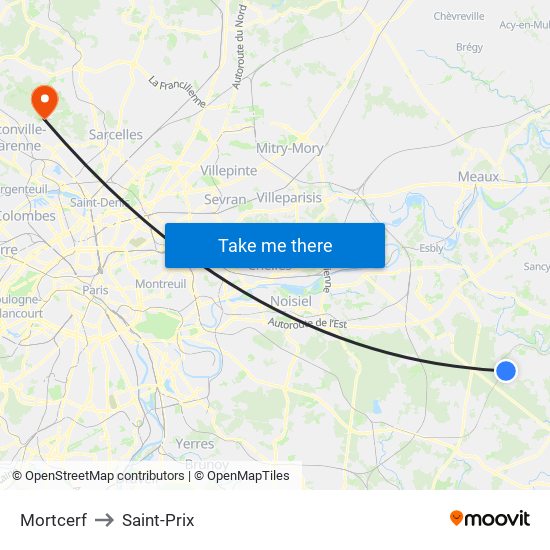 Mortcerf to Saint-Prix map