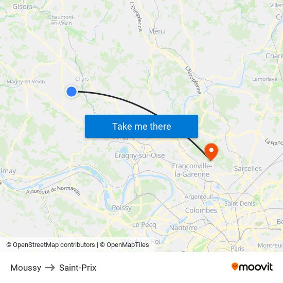 Moussy to Saint-Prix map