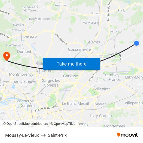 Moussy-Le-Vieux to Saint-Prix map