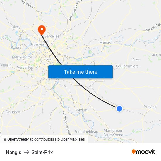 Nangis to Saint-Prix map