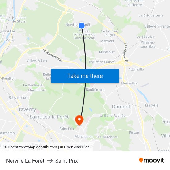 Nerville-La-Foret to Saint-Prix map