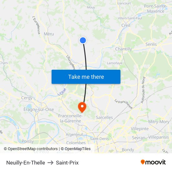 Neuilly-En-Thelle to Saint-Prix map