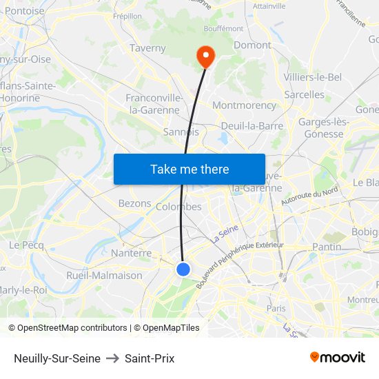 Neuilly-Sur-Seine to Saint-Prix map