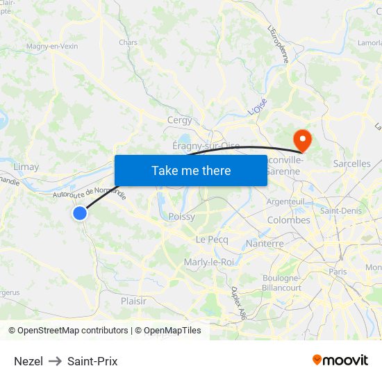 Nezel to Saint-Prix map