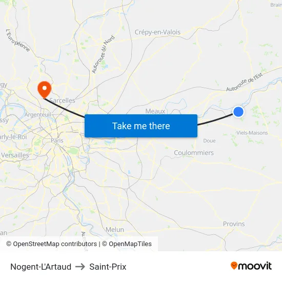 Nogent-L'Artaud to Saint-Prix map