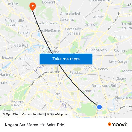 Nogent-Sur-Marne to Saint-Prix map
