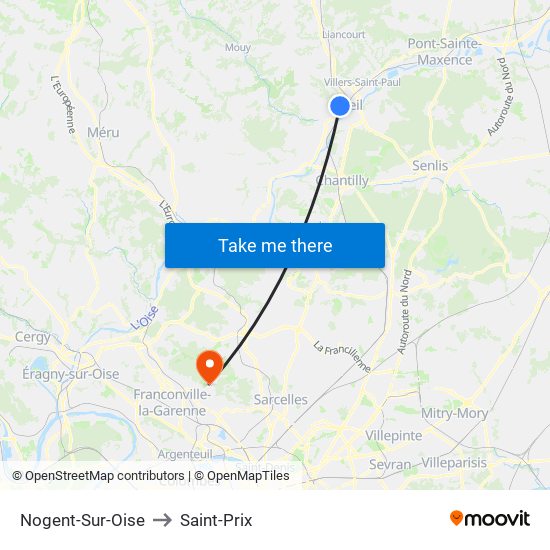 Nogent-Sur-Oise to Saint-Prix map