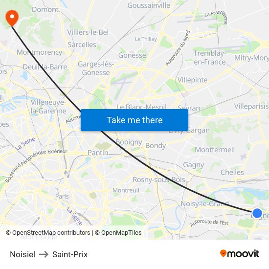 Noisiel to Saint-Prix map