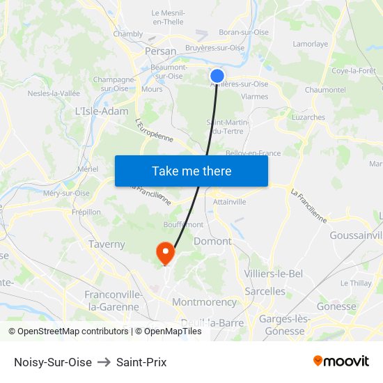 Noisy-Sur-Oise to Saint-Prix map