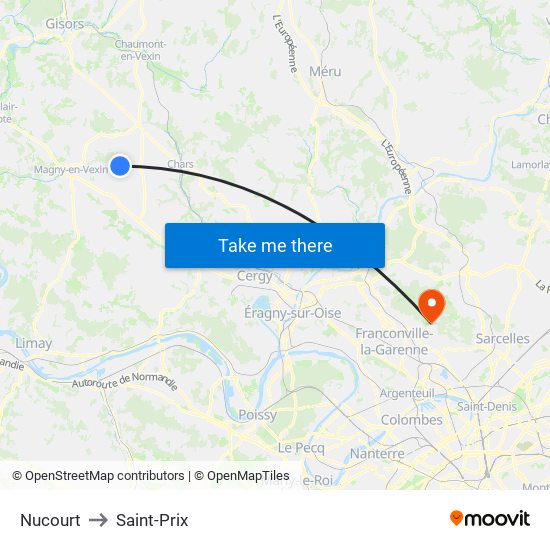 Nucourt to Saint-Prix map