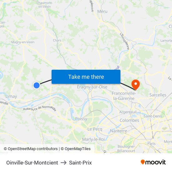 Oinville-Sur-Montcient to Saint-Prix map