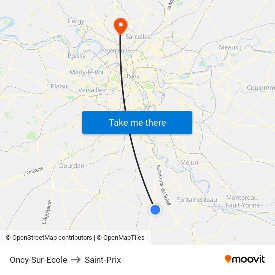 Oncy-Sur-Ecole to Saint-Prix map