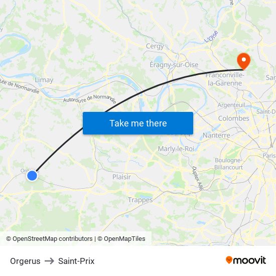 Orgerus to Saint-Prix map