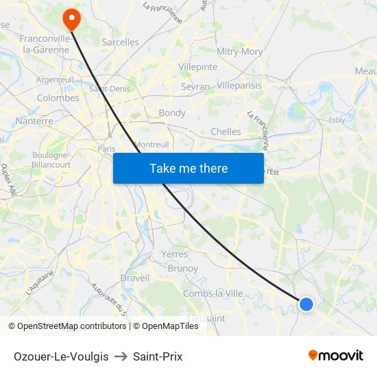 Ozouer-Le-Voulgis to Saint-Prix map