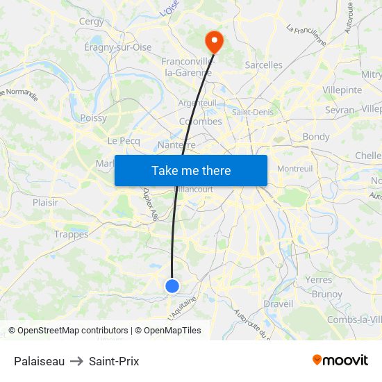 Palaiseau to Saint-Prix map
